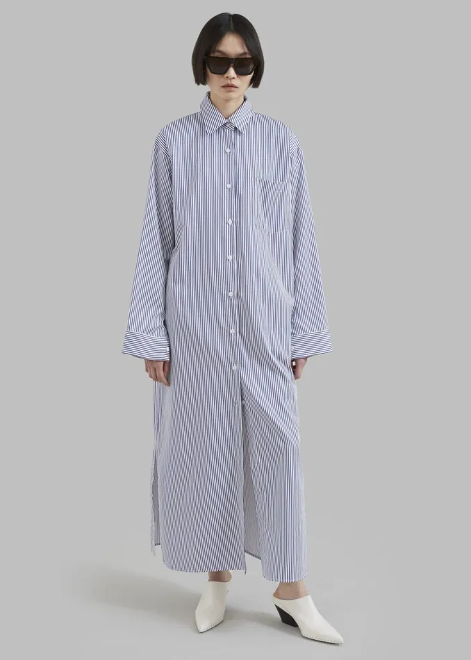 Women The Frankie Shop Dresses Cala Shirt Dress Navy Stripe