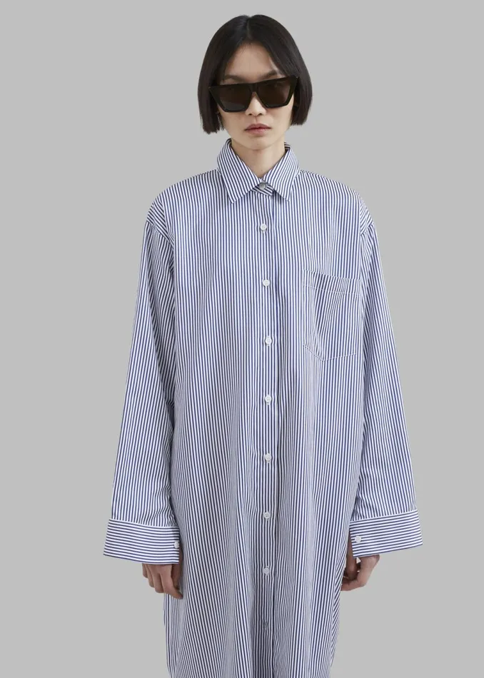 Women The Frankie Shop Dresses Cala Shirt Dress Navy Stripe