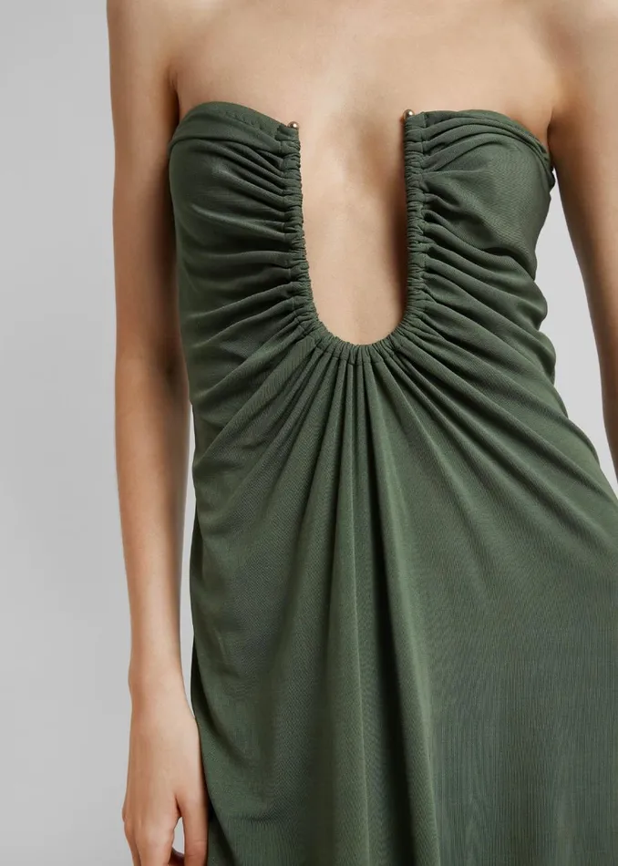 Women The Frankie Shop Dresses Christopher Esber Arced Palm Strapless Dress Bottle Green