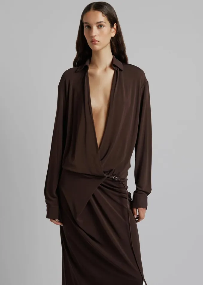 Women The Frankie Shop Dresses Christopher Esber Framed Buckle Wrap Shirt Dress Cacao