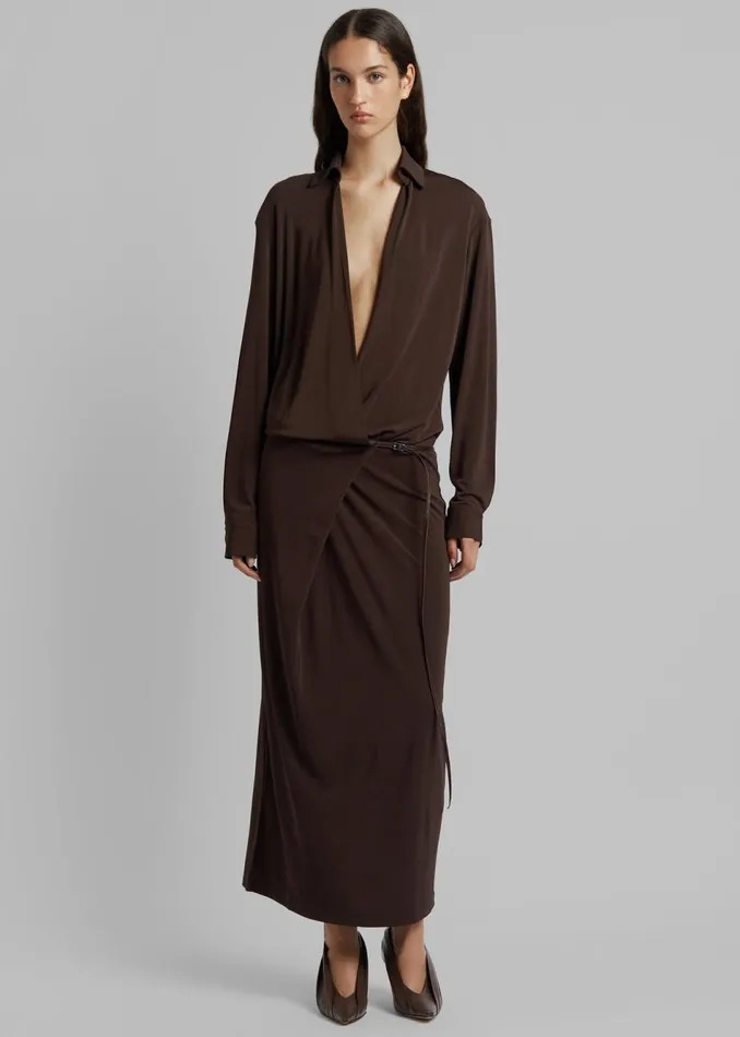 Women The Frankie Shop Dresses Christopher Esber Framed Buckle Wrap Shirt Dress Cacao