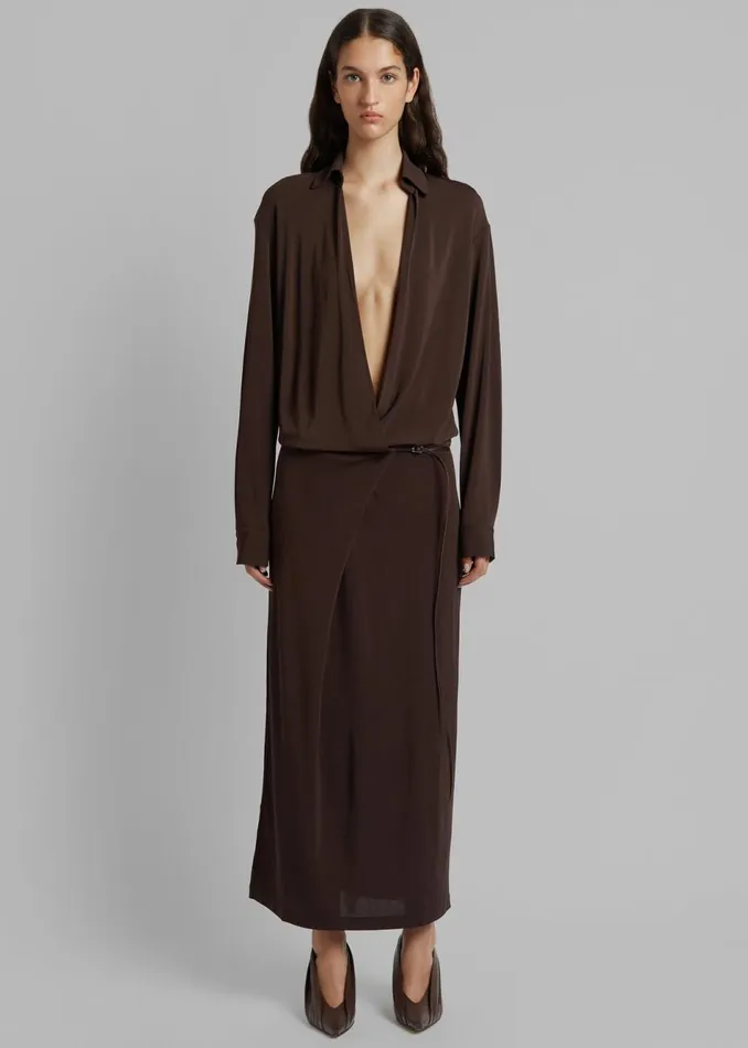 Women The Frankie Shop Dresses Christopher Esber Framed Buckle Wrap Shirt Dress Cacao