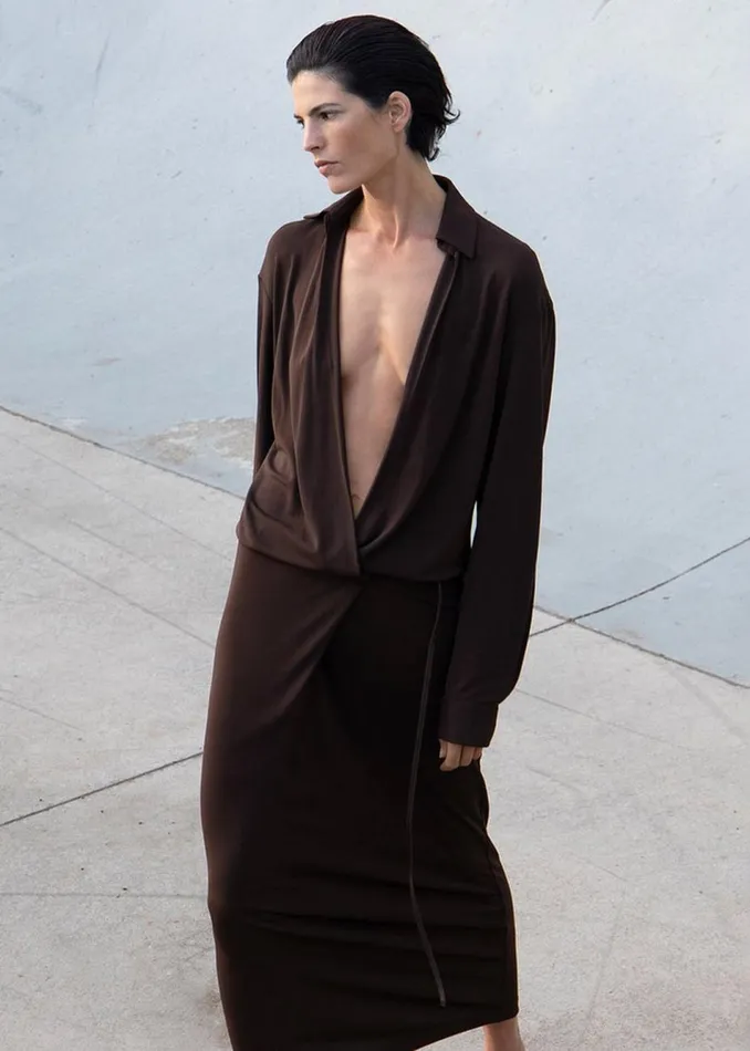 Women The Frankie Shop Dresses Christopher Esber Framed Buckle Wrap Shirt Dress Cacao