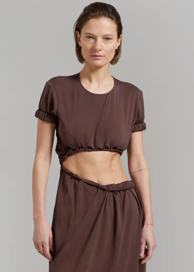 Women The Frankie Shop Dresses Christopher Esber Roll Sleeve Tee Dress Chocolate Women The Frankie Shop Dresses Christopher Esber Roll Sleeve Tee Dress Chocolate