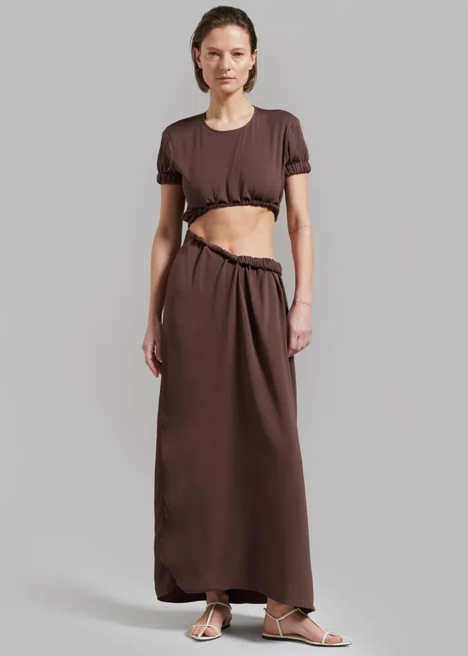 Women The Frankie Shop Dresses Christopher Esber Roll Sleeve Tee Dress Chocolate