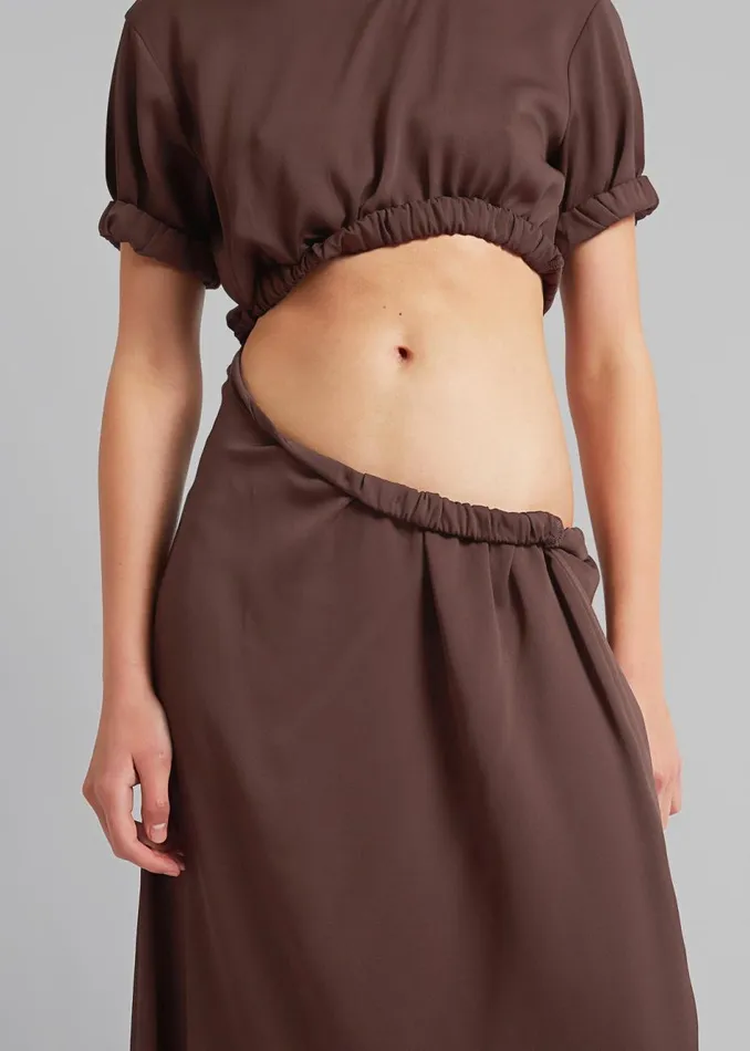 Women The Frankie Shop Dresses Christopher Esber Roll Sleeve Tee Dress Chocolate