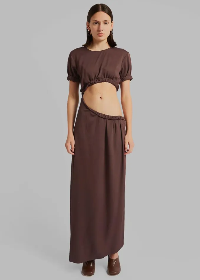 Women The Frankie Shop Dresses Christopher Esber Roll Sleeve Tee Dress Chocolate