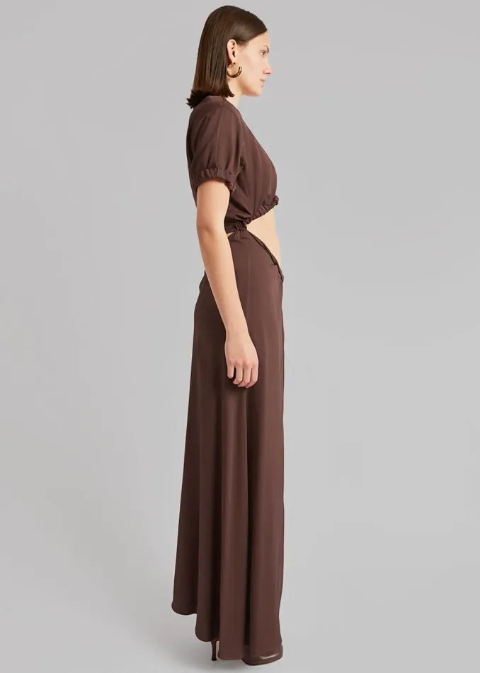 Women The Frankie Shop Dresses Christopher Esber Roll Sleeve Tee Dress Chocolate