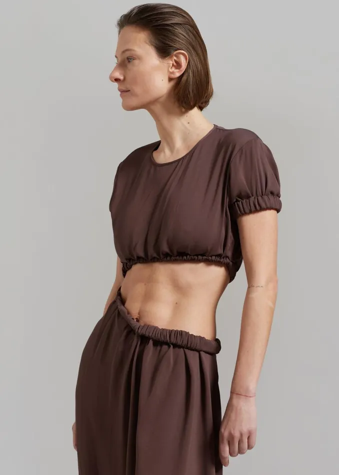 Women The Frankie Shop Dresses Christopher Esber Roll Sleeve Tee Dress Chocolate