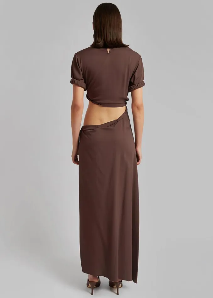 Women The Frankie Shop Dresses Christopher Esber Roll Sleeve Tee Dress Chocolate