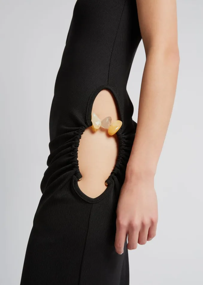 Women The Frankie Shop Dresses Christopher Esber Ruched Quartz Hip Tank Dress Blackyellow Stones