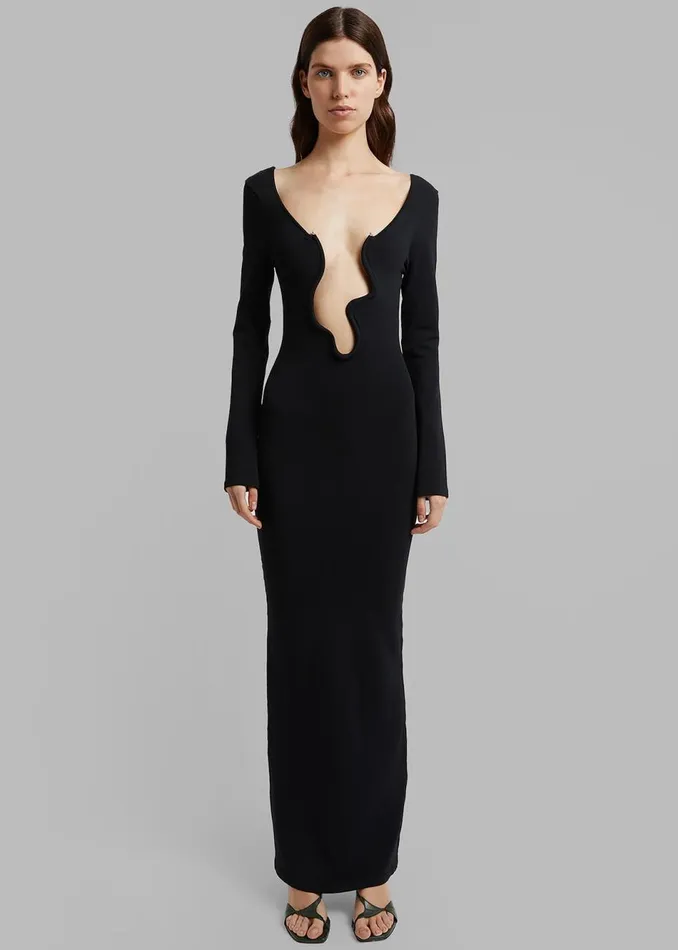 Women The Frankie Shop Dresses Christopher Esber Salacia Wire Long Sleeve Dress Black