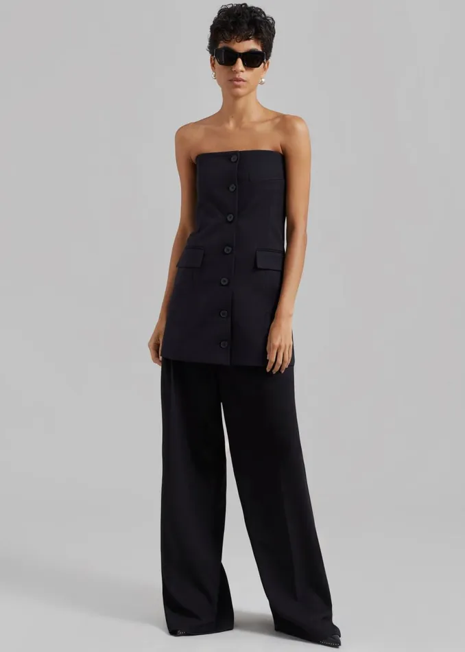 Women The Frankie Shop Dresses Cyniah Strapless Vest Black