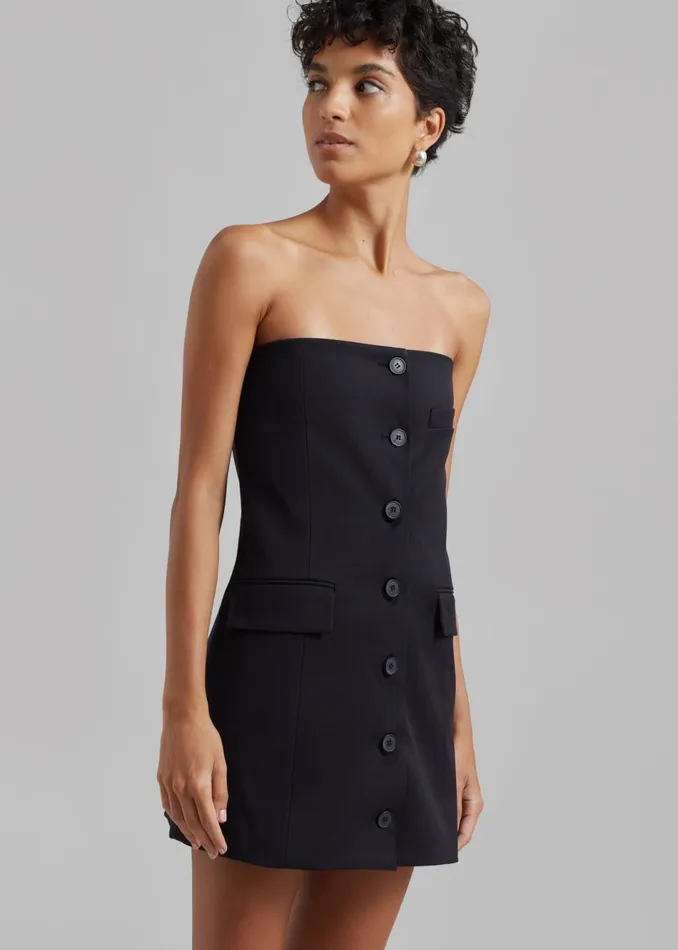 Women The Frankie Shop Dresses Cyniah Strapless Vest Black