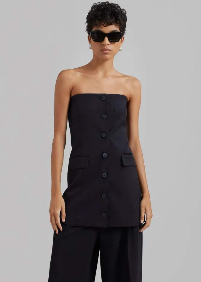 Women The Frankie Shop Dresses Cyniah Strapless Vest Black