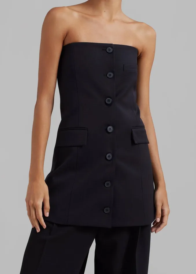 Women The Frankie Shop Dresses Cyniah Strapless Vest Black