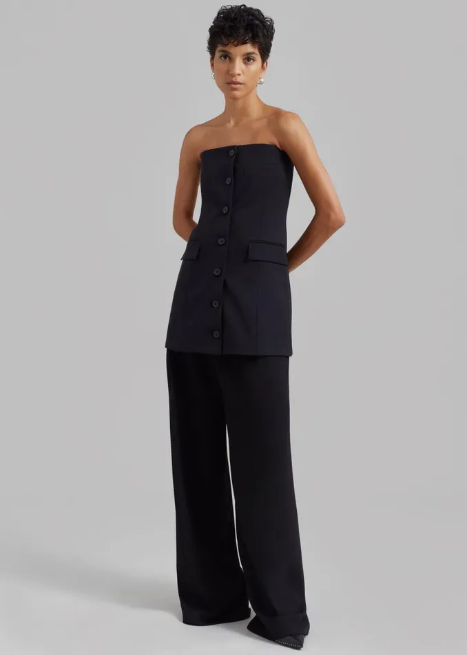 Women The Frankie Shop Dresses Cyniah Strapless Vest Black