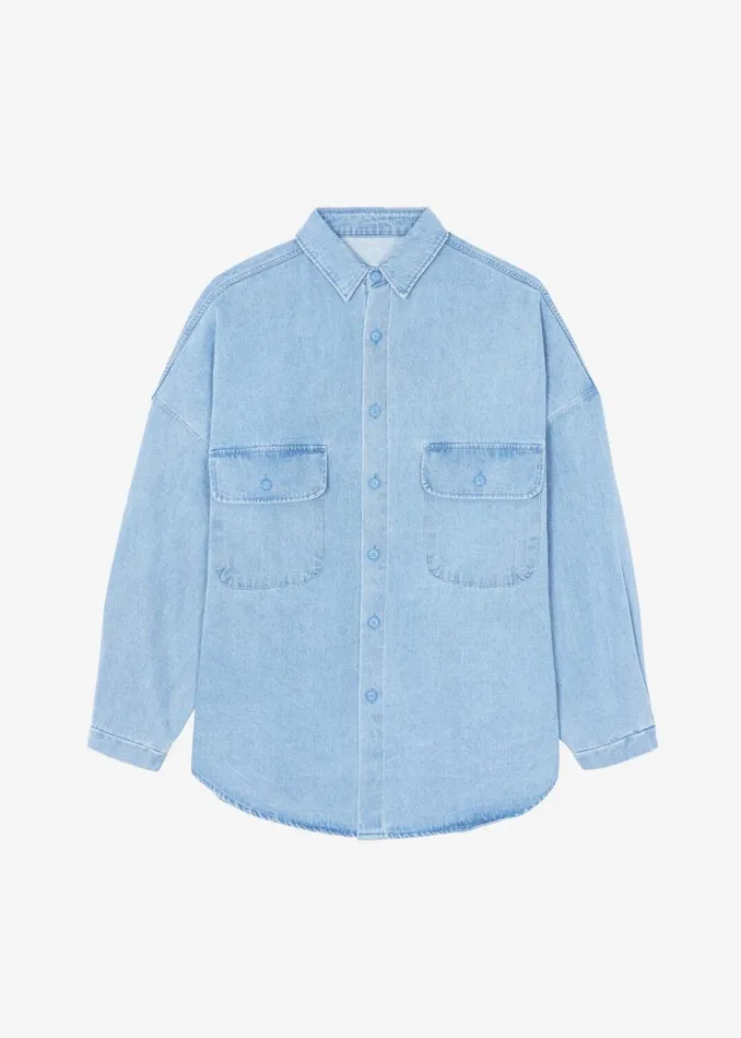 Women The Frankie Shop Dresses Dallas Denim Overshirt Worn Wash