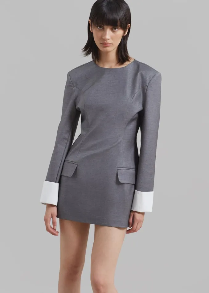 Women The Frankie Shop Dresses Eliza Padded Suit Dress Grey