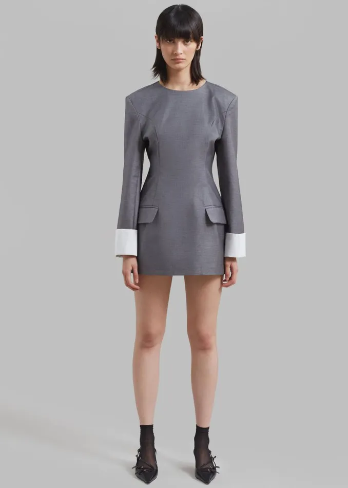 Women The Frankie Shop Dresses Eliza Padded Suit Dress Grey