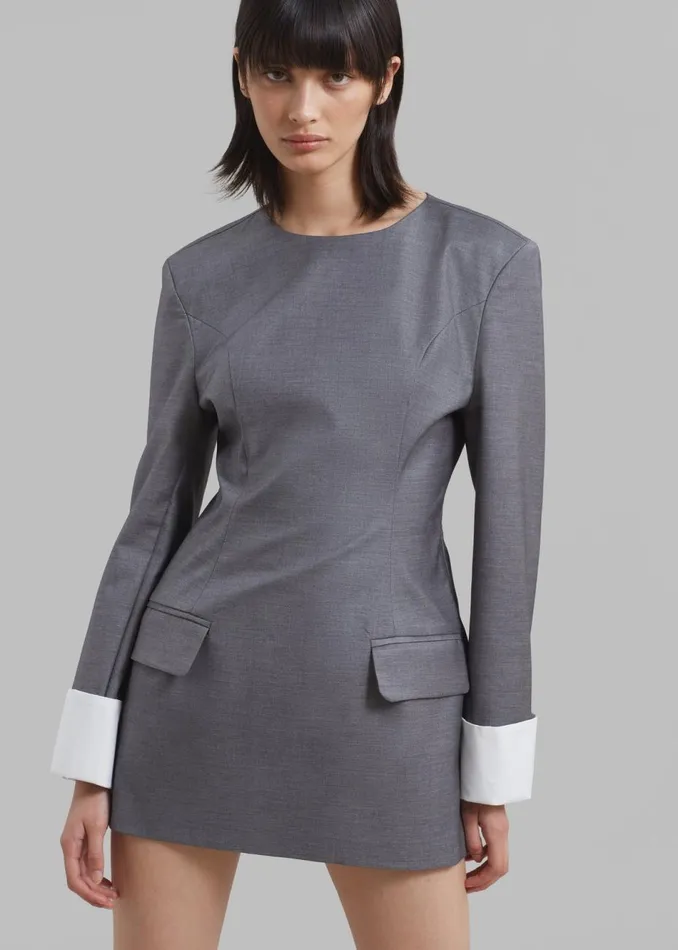 Women The Frankie Shop Dresses Eliza Padded Suit Dress Grey
