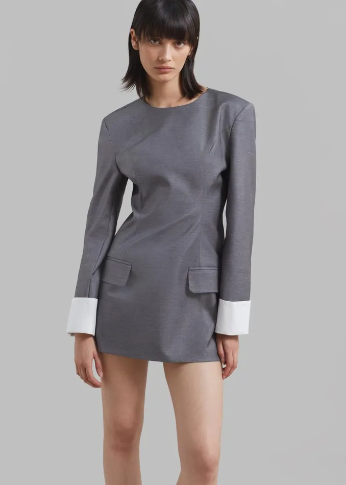 Women The Frankie Shop Dresses Eliza Padded Suit Dress Grey