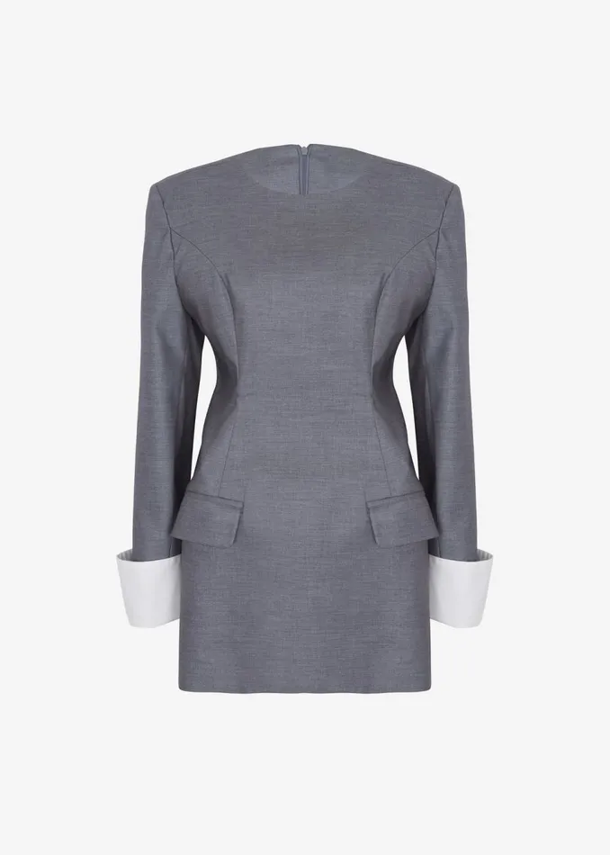 Women The Frankie Shop Dresses Eliza Padded Suit Dress Grey