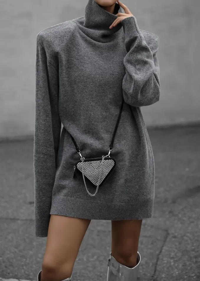 Women The Frankie Shop Dresses Emilia Mini Padded Sweater Dress Grey
