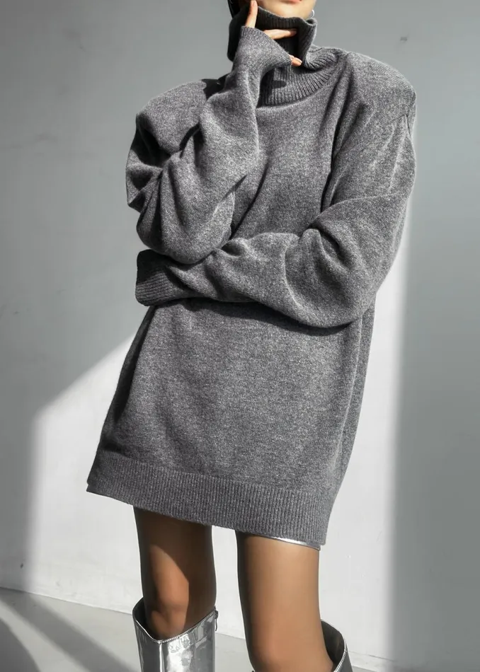 Women The Frankie Shop Dresses Emilia Mini Padded Sweater Dress Grey