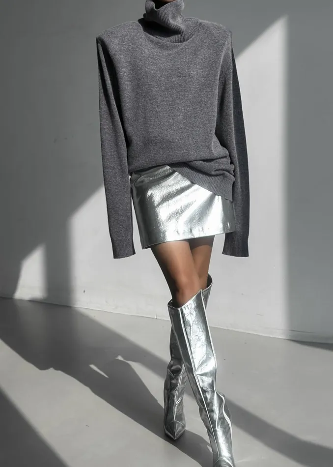 Women The Frankie Shop Dresses Emilia Mini Padded Sweater Dress Grey