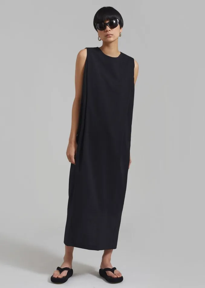 Women The Frankie Shop Dresses Eryn Sleeveless Pintuck Dress Black