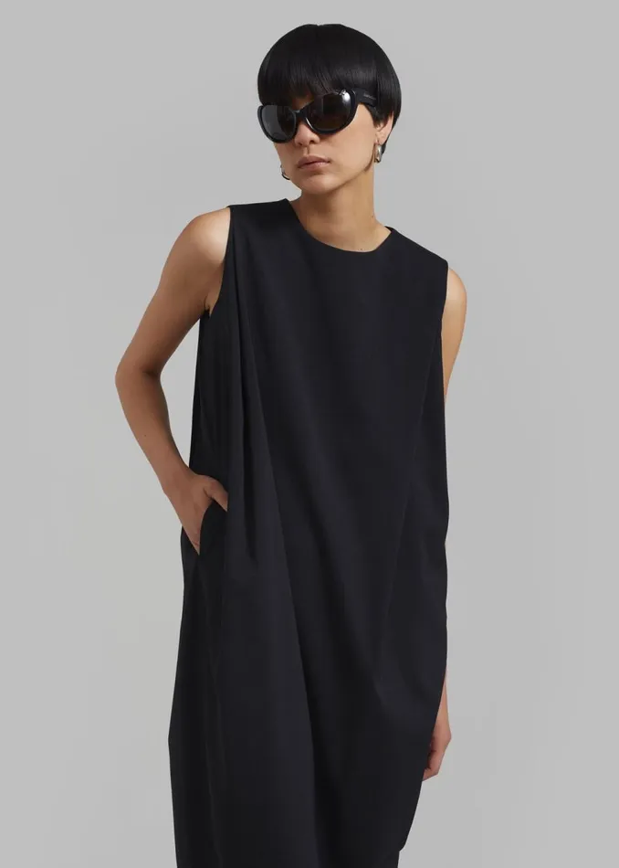 Women The Frankie Shop Dresses Eryn Sleeveless Pintuck Dress Black