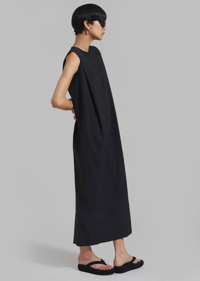 Women The Frankie Shop Dresses Eryn Sleeveless Pintuck Dress Black