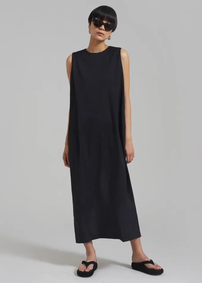 Women The Frankie Shop Dresses Eryn Sleeveless Pintuck Dress Black