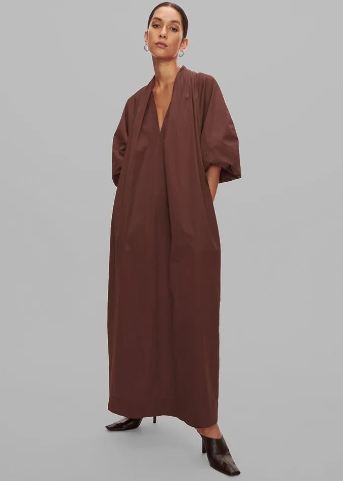 Women The Frankie Shop Dresses Esse Studios Collected Long Dress Chocolate