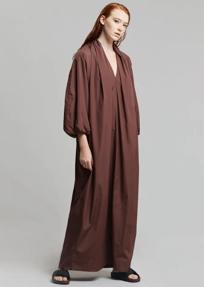Women The Frankie Shop Dresses Esse Studios Collected Long Dress Chocolate