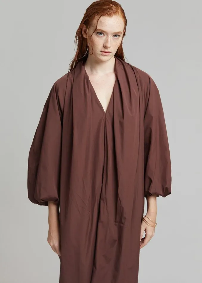 Women The Frankie Shop Dresses Esse Studios Collected Long Dress Chocolate