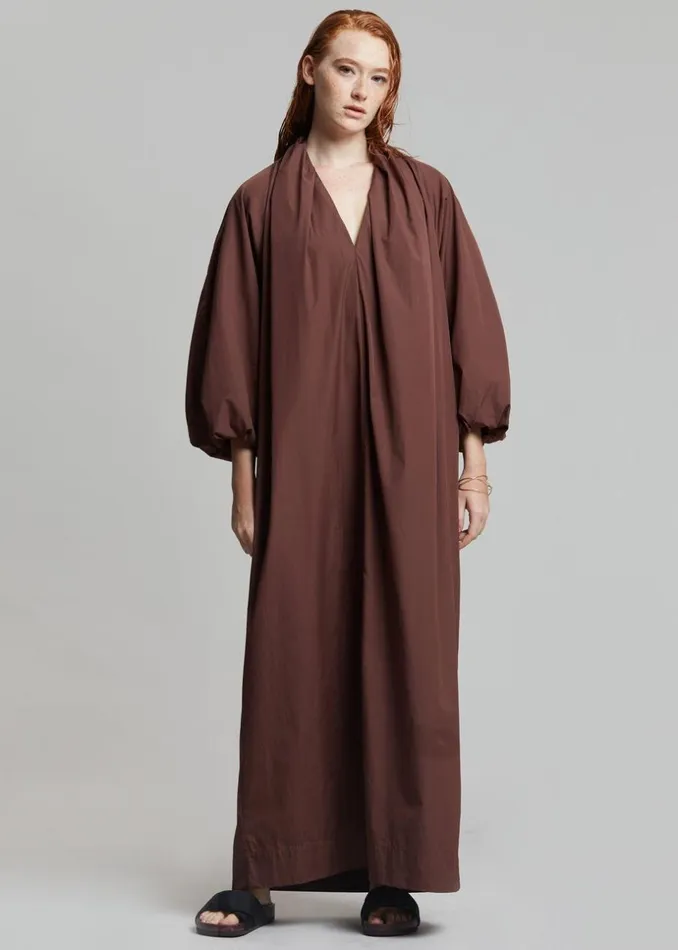Women The Frankie Shop Dresses Esse Studios Collected Long Dress Chocolate