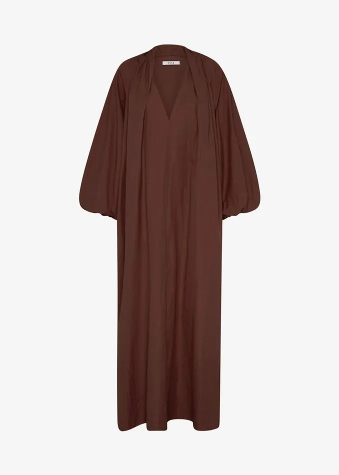 Women The Frankie Shop Dresses Esse Studios Collected Long Dress Chocolate