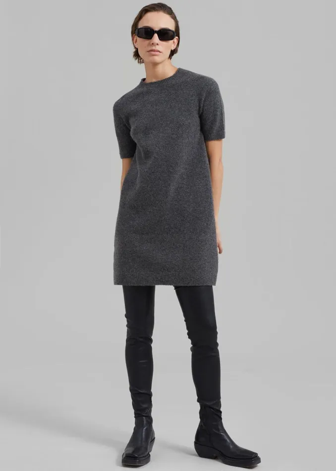Women The Frankie Shop Dresses Faye Wool Mini Dress Charcoal