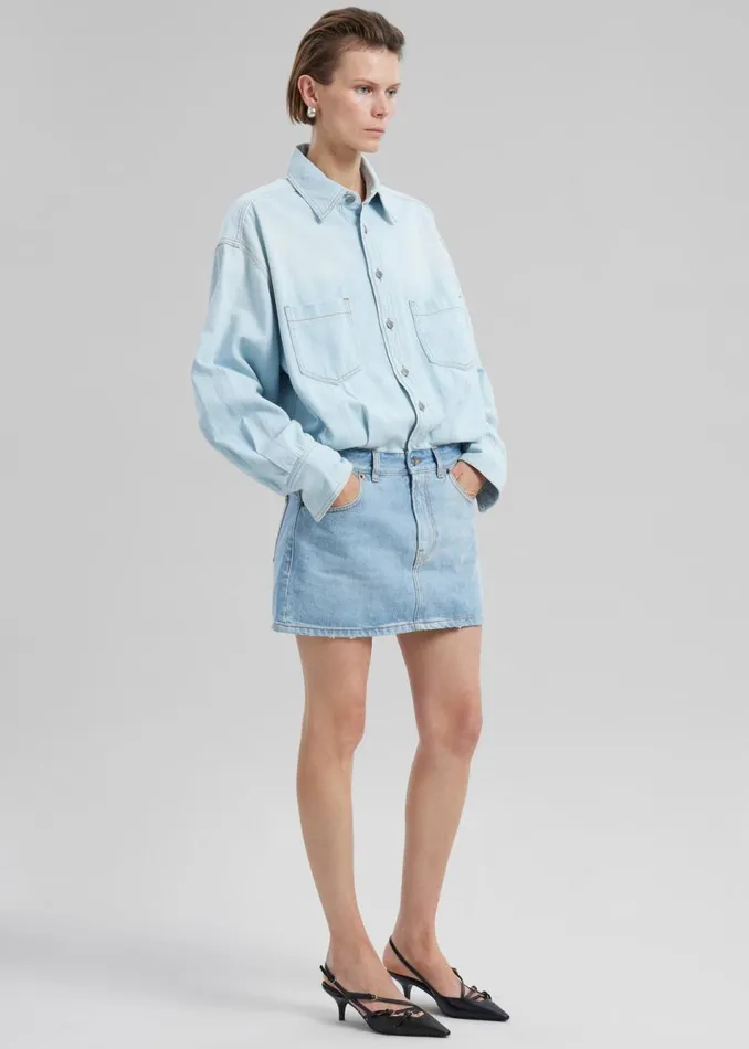 Women The Frankie Shop Dresses Haikure Tatum Two Tone Mini Dress Lipari Blue