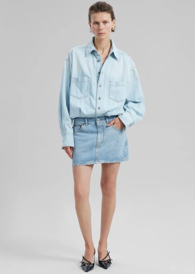 Women The Frankie Shop Dresses Haikure Tatum Two Tone Mini Dress Lipari Blue