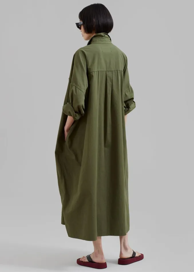 Women The Frankie Shop Dresses Kason Oversized Shirt Dress Dark Olive