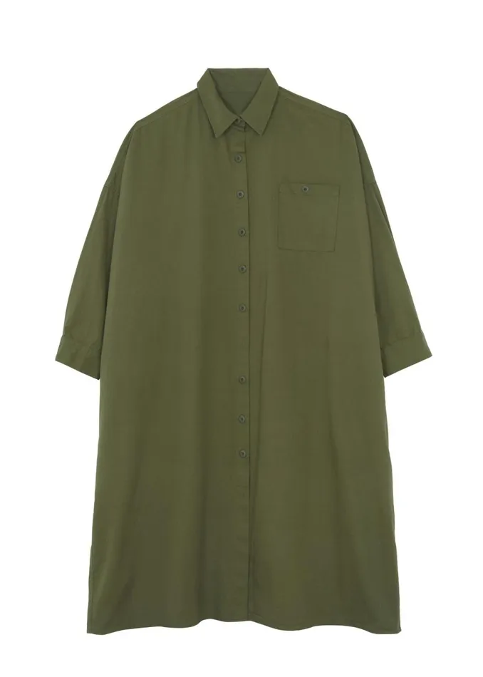 Women The Frankie Shop Dresses Kason Oversized Shirt Dress Dark Olive
