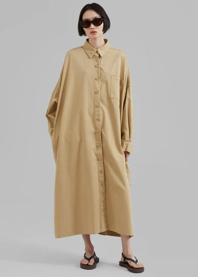 Women The Frankie Shop Dresses Kason Oversized Shirt Dress Sahara