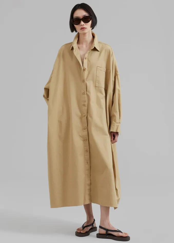 Women The Frankie Shop Dresses Kason Oversized Shirt Dress Sahara