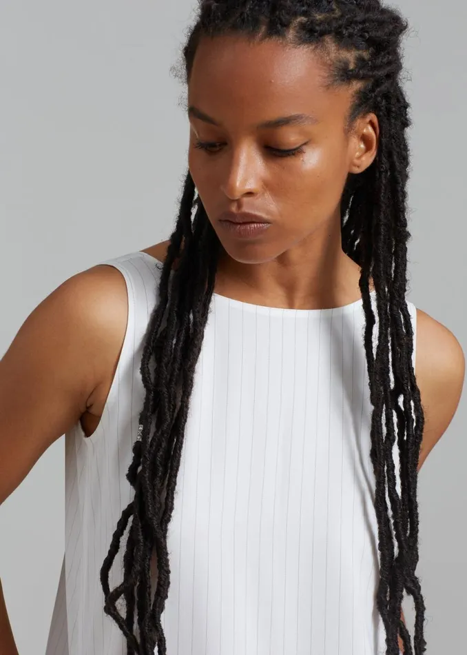 Women The Frankie Shop Dresses Laurel Sleeveless Maxi Dress White Pinstripe