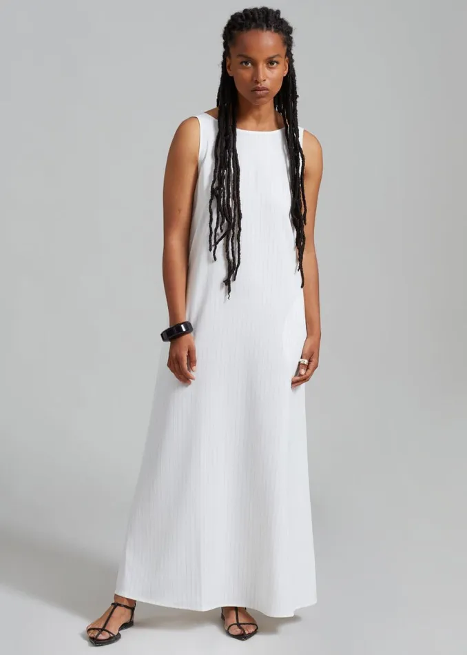 Women The Frankie Shop Dresses Laurel Sleeveless Maxi Dress White Pinstripe