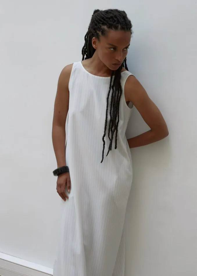 Women The Frankie Shop Dresses Laurel Sleeveless Maxi Dress White Pinstripe