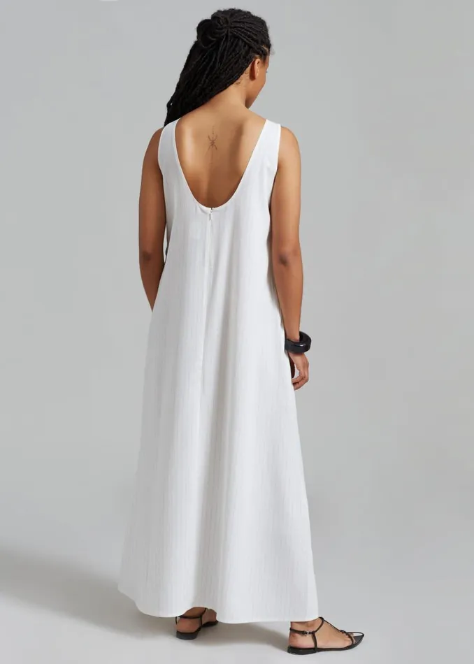 Women The Frankie Shop Dresses Laurel Sleeveless Maxi Dress White Pinstripe